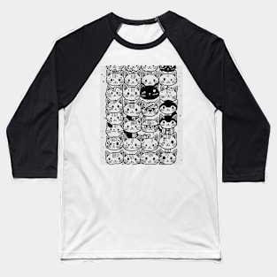 Beautiful Black and White Cat Illustration - Modern Art Baseball T-Shirt